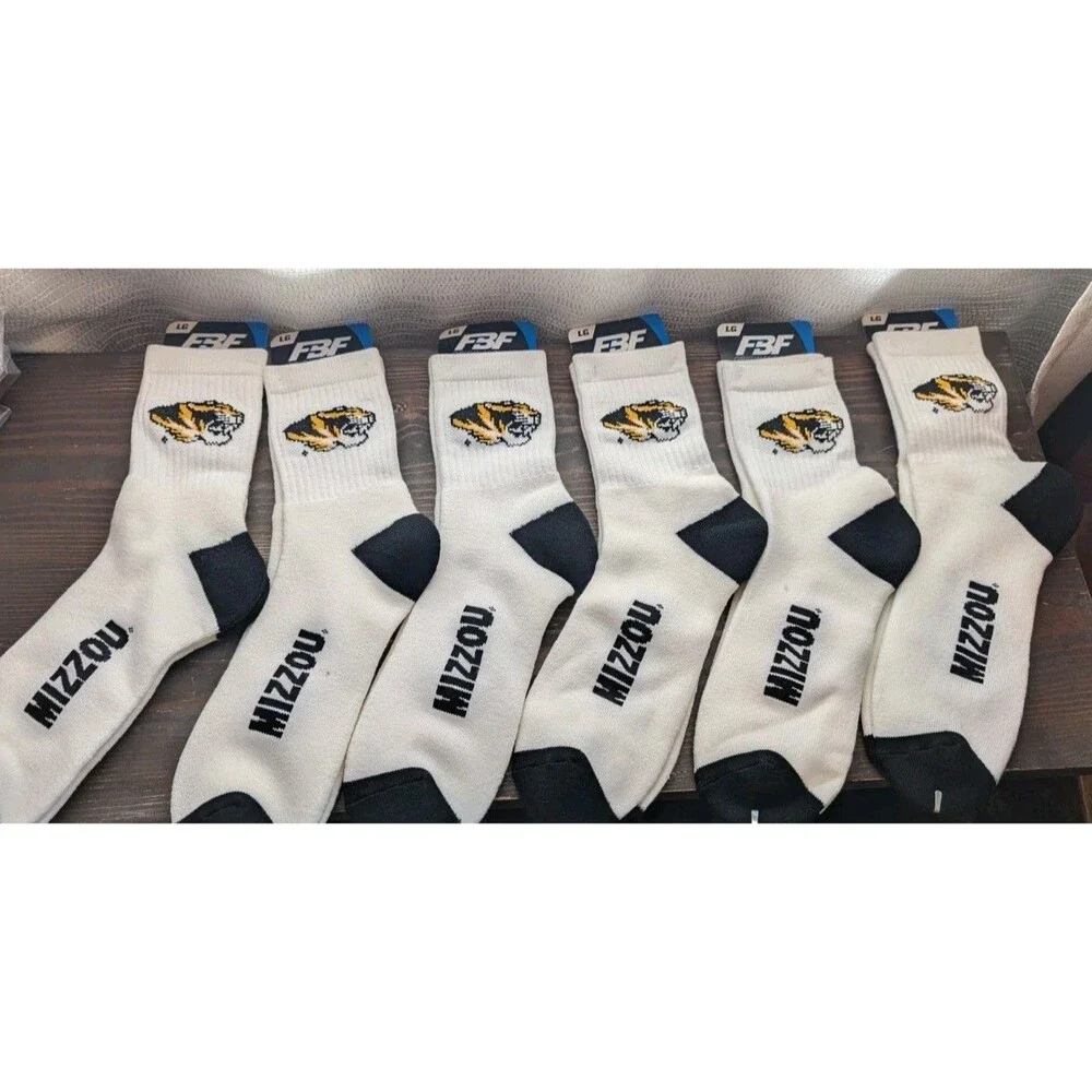 6x Pair Missouri Tigers Licensed Socks Size Large 10-13  Crew NWT